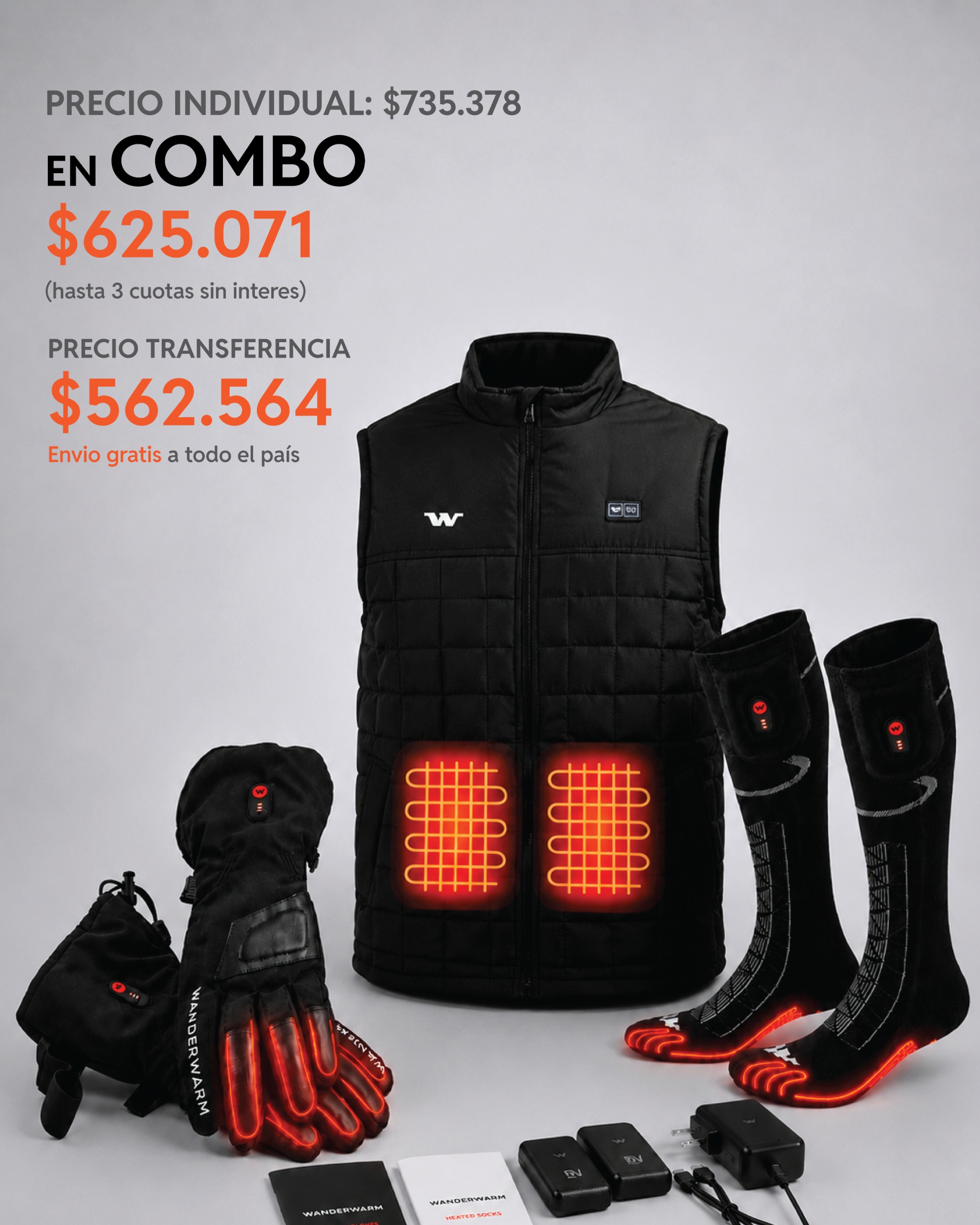 Combo Full Portada COMBO FULL (Chaleco + Guantes + Medias) - Imagen 1